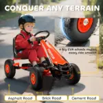 Kids Go Kart, Pedal Car with Adjustable Seat, EVA Wheels, Brake, for Boys and Girls Aged 3-8 Years Old, Red - Image 6