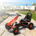 Kids Go Kart, Pedal Car with Adjustable Seat, EVA Wheels, Brake, for Boys and Girls Aged 3-8 Years Old, Red - Image 7