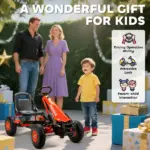 Kids Go Kart, Pedal Car with Adjustable Seat, EVA Wheels, Brake, for Boys and Girls Aged 3-8 Years Old, Red - Image 8