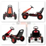 Kids Go Kart, Pedal Car with Adjustable Seat, EVA Wheels, Brake, for Boys and Girls Aged 3-8 Years Old, Red - Image 9