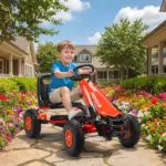 Kids Go Kart, Pedal Car with Adjustable Seat, EVA Wheels, Brake, for Boys and Girls Aged 3-8 Years Old, Red - Image 10