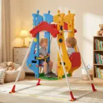Kids Indoor Swing with Double Seats, Toddler Swing Set with Safety Belts for Aged 3-5, Play Room, Living Room - Image 2