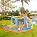 Outsunny Kids Inflatable Water Slide 5-in-1 Bounce House Water Park Jumping Castle with Water Pool, Slide, Climbing Walls and 450W Air Blower - Image 2