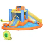 Outsunny Kids Inflatable Water Slide 5-in-1 Bounce House Water Park Jumping Castle with Water Pool, Slide, Climbing Walls and 450W Air Blower - Image 11