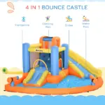Outsunny Kids Inflatable Water Slide 5-in-1 Bounce House Water Park Jumping Castle with Water Pool, Slide, Climbing Walls and 450W Air Blower - Image 4