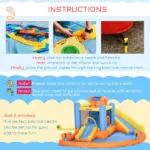 Outsunny Kids Inflatable Water Slide 5-in-1 Bounce House Water Park Jumping Castle with Water Pool, Slide, Climbing Walls and 450W Air Blower - Image 6