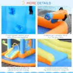 Outsunny Kids Inflatable Water Slide 5-in-1 Bounce House Water Park Jumping Castle with Water Pool, Slide, Climbing Walls and 450W Air Blower - Image 7