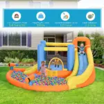 Outsunny Kids Inflatable Water Slide 5-in-1 Bounce House Water Park Jumping Castle with Water Pool, Slide, Climbing Walls and 450W Air Blower - Image 8