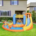 Outsunny Kids Inflatable Water Slide 5-in-1 Bounce House Water Park Jumping Castle with Water Pool, Slide, Climbing Walls and 450W Air Blower - Image 9