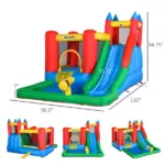 Outsunny 5-in-1 Kids Inflatable Water Slide Bounce House with Pool and 450W Air Blower - Image 3