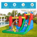 Outsunny 5-in-1 Kids Inflatable Water Slide Bounce House with Pool and 450W Air Blower - Image 7