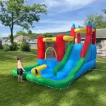 Outsunny 5-in-1 Kids Inflatable Water Slide Bounce House with Pool and 450W Air Blower - Image 9