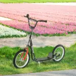 Kids Kick Scooter, Black, Adjustable Handlebar, Dual Rear Brakes, Inflatable Wheels - Image 2