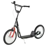 Kids Kick Scooter, Black, Adjustable Handlebar, Dual Rear Brakes, Inflatable Wheels
