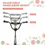 Kids Kick Scooter, Black, Adjustable Handlebar, Dual Rear Brakes, Inflatable Wheels - Image 4