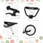 Kids Kick Scooter, Black, Adjustable Handlebar, Dual Rear Brakes, Inflatable Wheels - Image 6