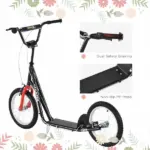 Kids Kick Scooter, Black, Adjustable Handlebar, Dual Rear Brakes, Inflatable Wheels - Image 7