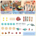 Kids Kitchen Food Stand with Play Food, Cashier Register, Accessories Ages 3-6 - Image 4