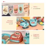 Kids Kitchen Food Stand with Play Food, Cashier Register, Accessories Ages 3-6 - Image 6