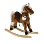 Kids Metal Plush Rocking Horse with Nursery Rhyme Music, Soothing and Entertaining Rocker for Boys and Girls, Dark Brown