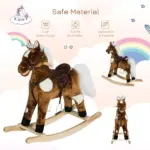 Kids Metal Plush Rocking Horse with Nursery Rhyme Music, Soothing and Entertaining Rocker for Boys and Girls, Dark Brown - Image 4