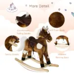 Kids Metal Plush Rocking Horse with Nursery Rhyme Music, Soothing and Entertaining Rocker for Boys and Girls, Dark Brown - Image 5