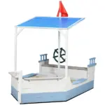 Kids Sandboat Sandbox with Bench Seats and UV Resistant Canopy, Blue - Image 11