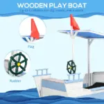Kids Sandboat Sandbox with Bench Seats and UV Resistant Canopy, Blue - Image 4