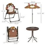Kids Outdoor Table and Chair Set with Folding Chairs and Adjustable Umbrella, Ages 3 to 6 - Image 3