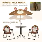 Kids Outdoor Table and Chair Set with Folding Chairs and Adjustable Umbrella, Ages 3 to 6 - Image 5