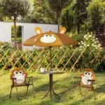 Kids Outdoor Table and Chair Set with Folding Chairs and Adjustable Umbrella, Ages 3 to 6 - Image 10