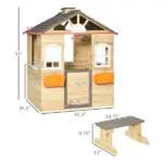 Outsunny Kids Outdoor Wooden Playhouse, Garden Adventure Cottage, Door, Service Station, Flower Pot Holder - Image 3