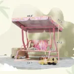 Kids Patio Swing, 2-Seater Outdoor Porch Swing with Safety Belt and Adjustable Canopy for Backyard Garden, Pink - Image 2