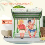 Kids Patio Swing Chair with Adjustable Canopy, Safety Belt for Patio, Garden, Poolside, Balcony, Green - Image 7