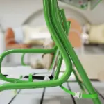Kids Patio Swing Chair with Adjustable Canopy, Safety Belt for Patio, Garden, Poolside, Balcony, Green - Image 9