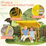 Kids Patio Swing Chair with Adjustable Canopy, Safety Belt for Patio, Garden, Poolside, Balcony, Yellow - Image 4