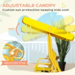 Kids Patio Swing Chair with Adjustable Canopy, Safety Belt for Patio, Garden, Poolside, Balcony, Yellow - Image 5