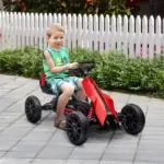 Kids Pedal Go Kart Outdoor Ride-on Toy with Adjustable Seat Swing Axle Handbrake Red for Boys and Girls 3-8 Years - Image 2