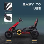 Kids Pedal Go Kart Outdoor Ride-on Toy with Adjustable Seat Swing Axle Handbrake Red for Boys and Girls 3-8 Years - Image 5