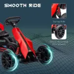 Kids Pedal Go Kart Outdoor Ride-on Toy with Adjustable Seat Swing Axle Handbrake Red for Boys and Girls 3-8 Years - Image 6
