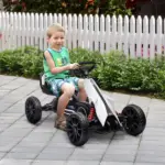 Kids Pedal Go Kart Outdoor Ride-on Toy with Adjustable Seat Swing Axle Handbrake White for Boys and Girls 3-8 Years - Image 2