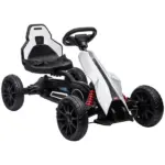 Kids Pedal Go Kart Outdoor Ride-on Toy with Adjustable Seat Swing Axle Handbrake White for Boys and Girls 3-8 Years - Image 11