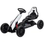 Kids Pedal Go Kart Outdoor Ride-on Toy with Adjustable Seat Swing Axle Handbrake White for Boys and Girls 3-8 Years
