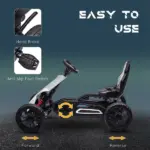 Kids Pedal Go Kart Outdoor Ride-on Toy with Adjustable Seat Swing Axle Handbrake White for Boys and Girls 3-8 Years - Image 5