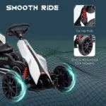 Kids Pedal Go Kart Outdoor Ride-on Toy with Adjustable Seat Swing Axle Handbrake White for Boys and Girls 3-8 Years - Image 6