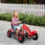 Kids Pedal Go Kart with Adjustable Seat, Rubber Wheels, Red - Image 2