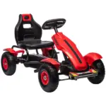 Kids Pedal Go Kart with Adjustable Seat, Rubber Wheels, Red - Image 11