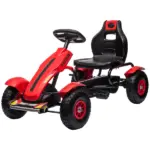 Kids Pedal Go Kart with Adjustable Seat, Rubber Wheels, Red