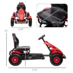 Kids Pedal Go Kart with Adjustable Seat, Rubber Wheels, Red - Image 3