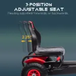 Kids Pedal Go Kart with Adjustable Seat, Rubber Wheels, Red - Image 4